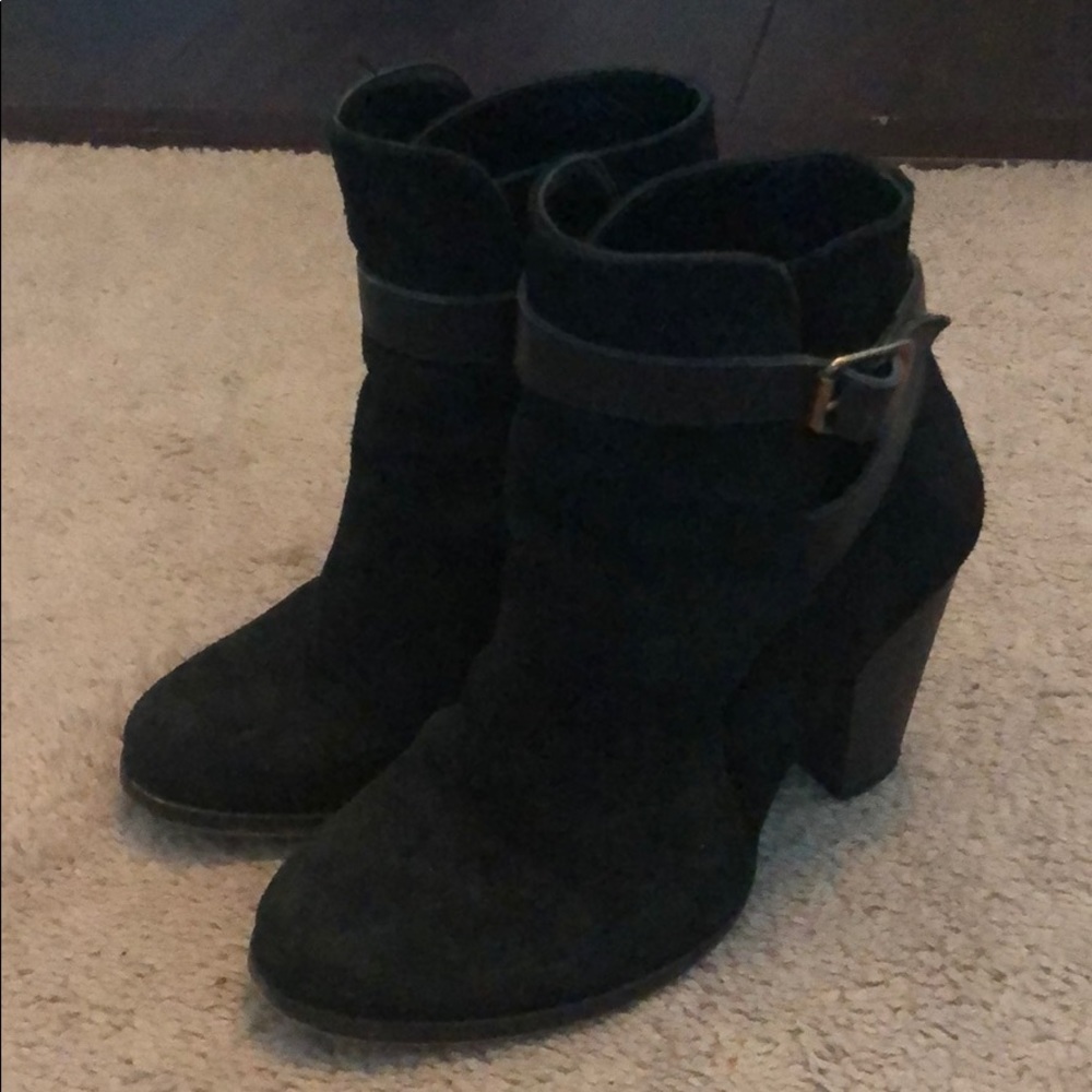 Dune London Suede Black Ankle Booties 6